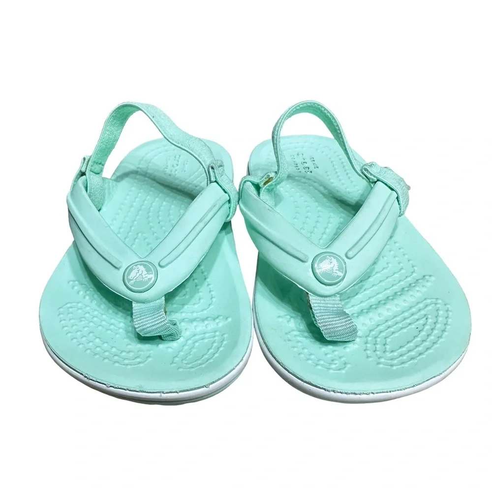 CROCS Kids' Crocband™ Strap Flip 205777 Blue Green Size C 6 Comfy Summer Water